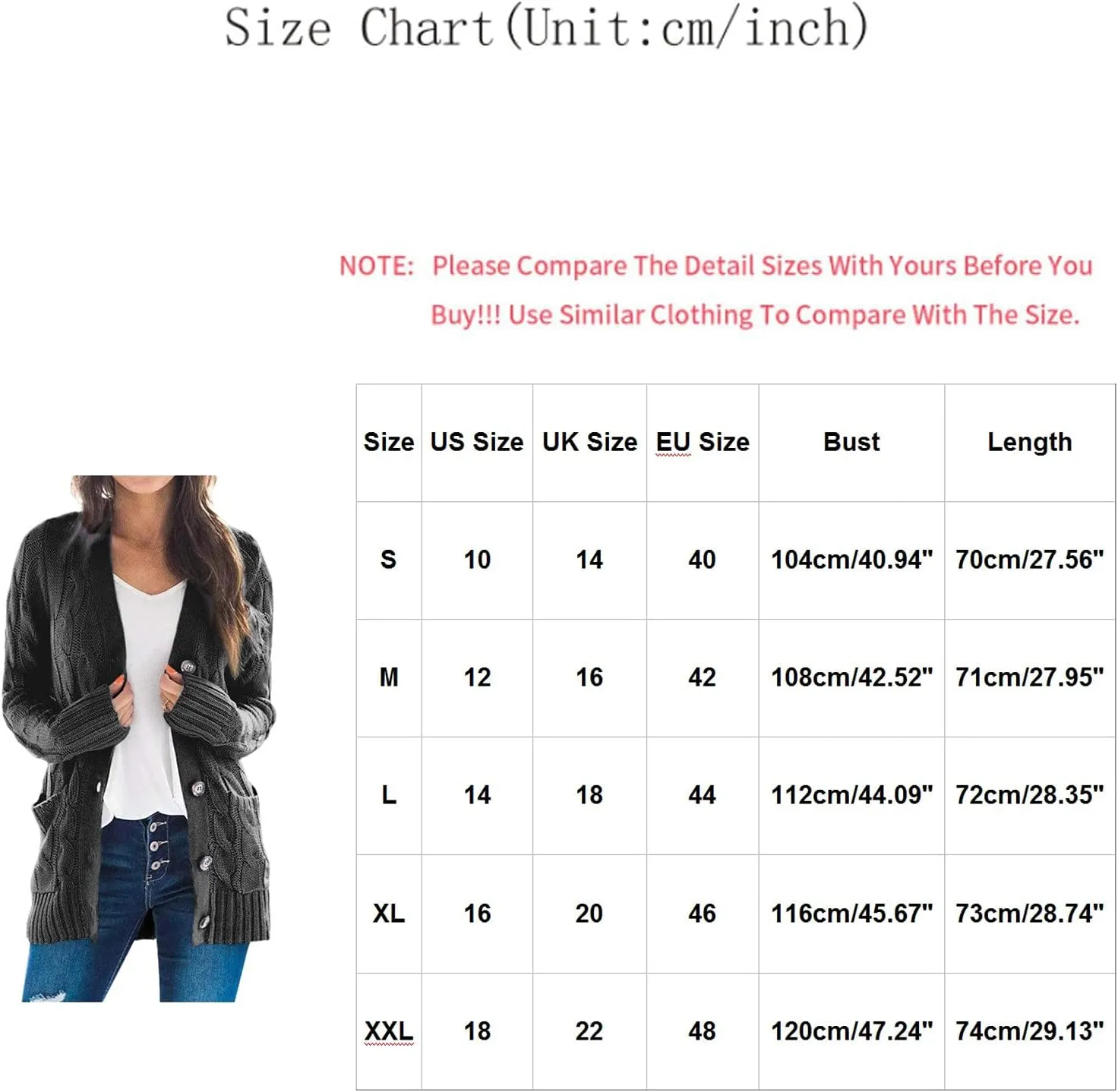 PETYCZEN Cardigan Sweaters for Women Casual Long Sleeve Open Front Button Down Cardigans Cable Knit Chunky Sweater Outerwear