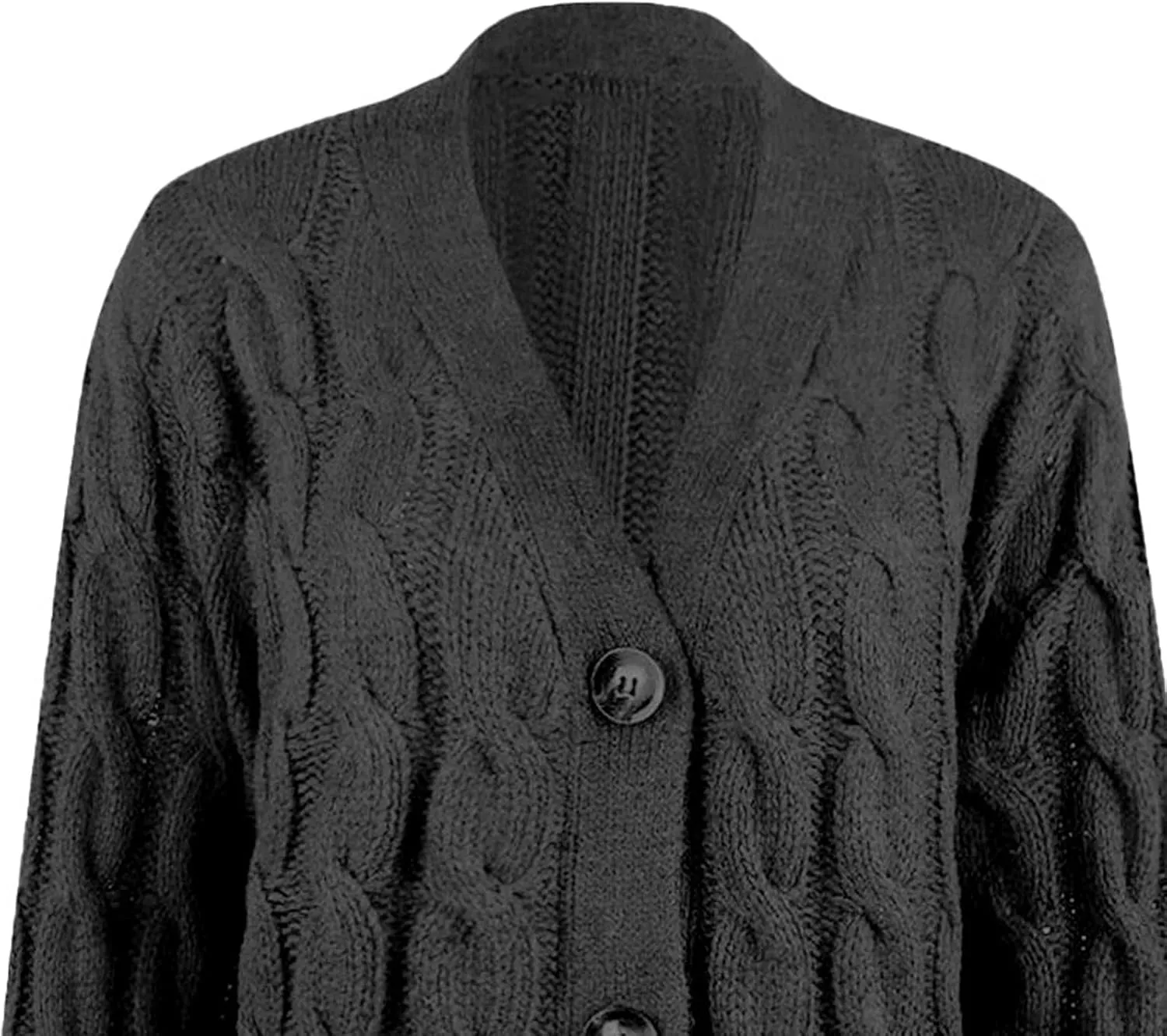 PETYCZEN Cardigan Sweaters for Women Casual Long Sleeve Open Front Button Down Cardigans Cable Knit Chunky Sweater Outerwear