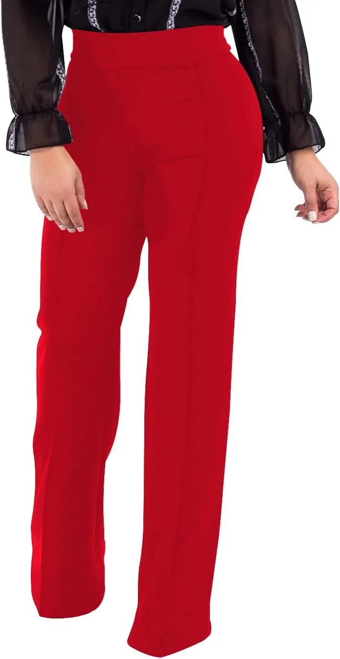 PINSV Women's High Waisted Stretchy Bootcut Pull On Dress Pants Casual Work Pants