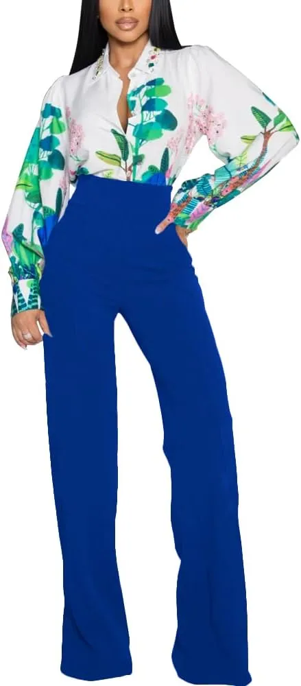 PINSV Women's High Waisted Stretchy Bootcut Pull On Dress Pants Casual Work Pants