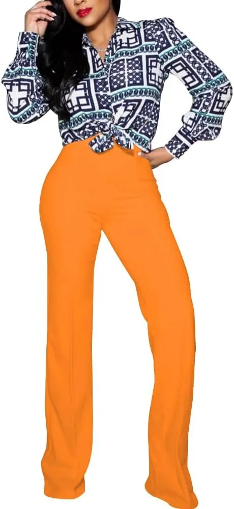 PINSV Women's High Waisted Stretchy Bootcut Pull On Dress Pants Casual Work Pants
