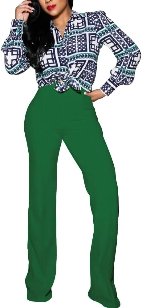 PINSV Women's High Waisted Stretchy Bootcut Pull On Dress Pants Casual Work Pants