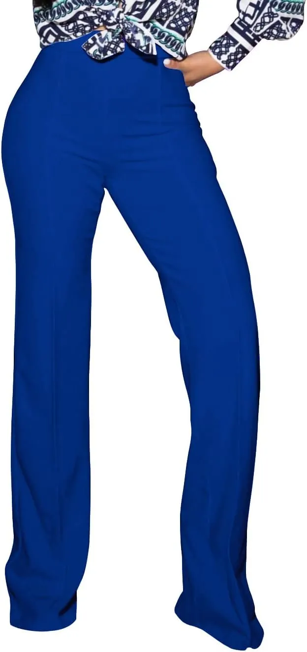 PINSV Women's High Waisted Stretchy Bootcut Pull On Dress Pants Casual Work Pants