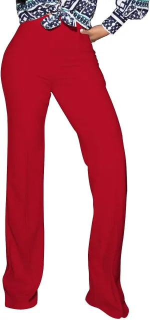 PINSV Women's High Waisted Stretchy Bootcut Pull On Dress Pants Casual Work Pants