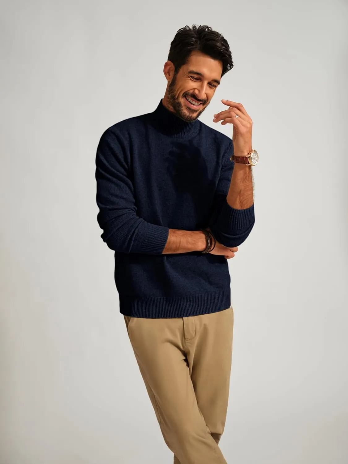 PJ PAUL JONES Men's Mock Turtleneck Sweater Long Sleeve Undershirts Wool Blend Pullover Sweaters