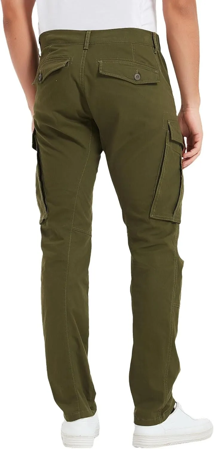 Plaid&Plain Men's Cargo Pants Slim Fit with Articulated Knees