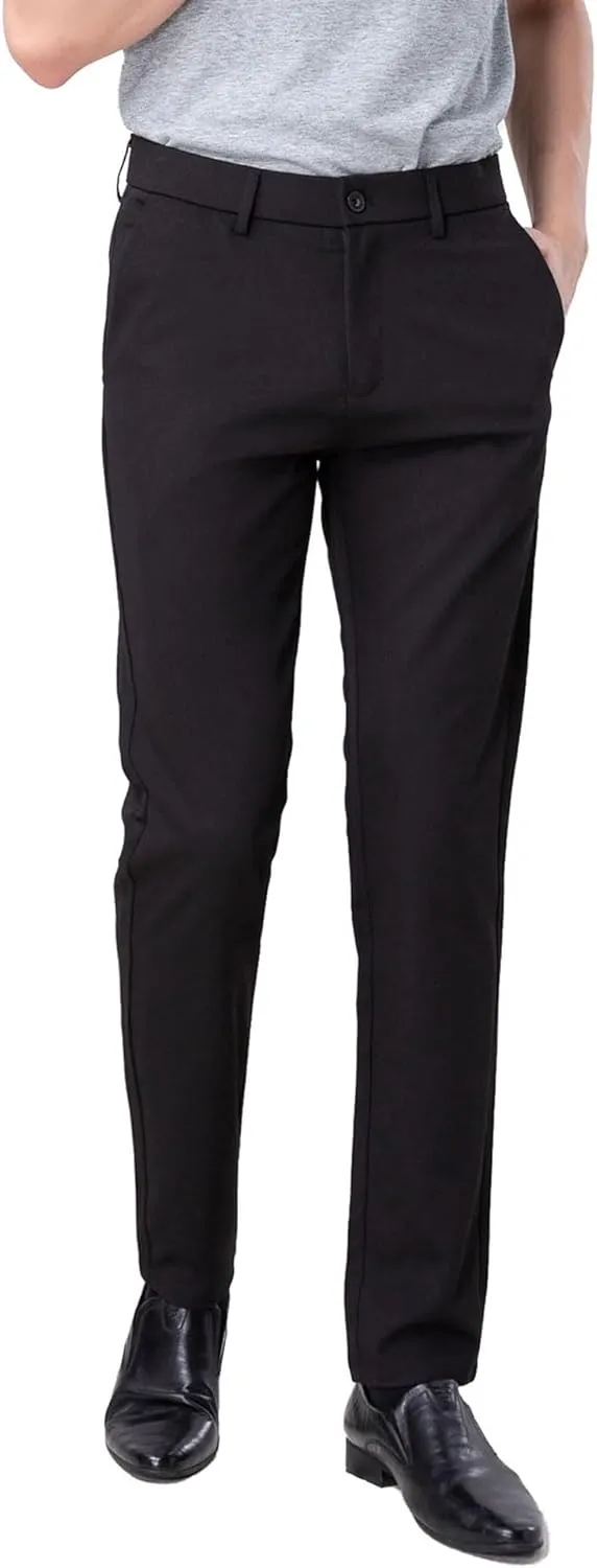 Plaid&Plain Mens Slim Fit Dress Pants Stretch Dress Pants