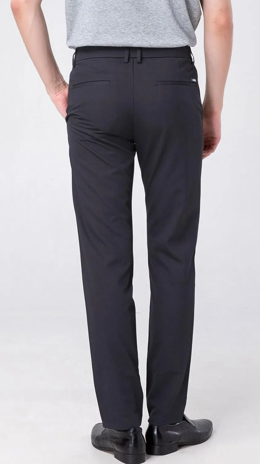 Plaid&Plain Mens Slim Fit Dress Pants Stretch Dress Pants