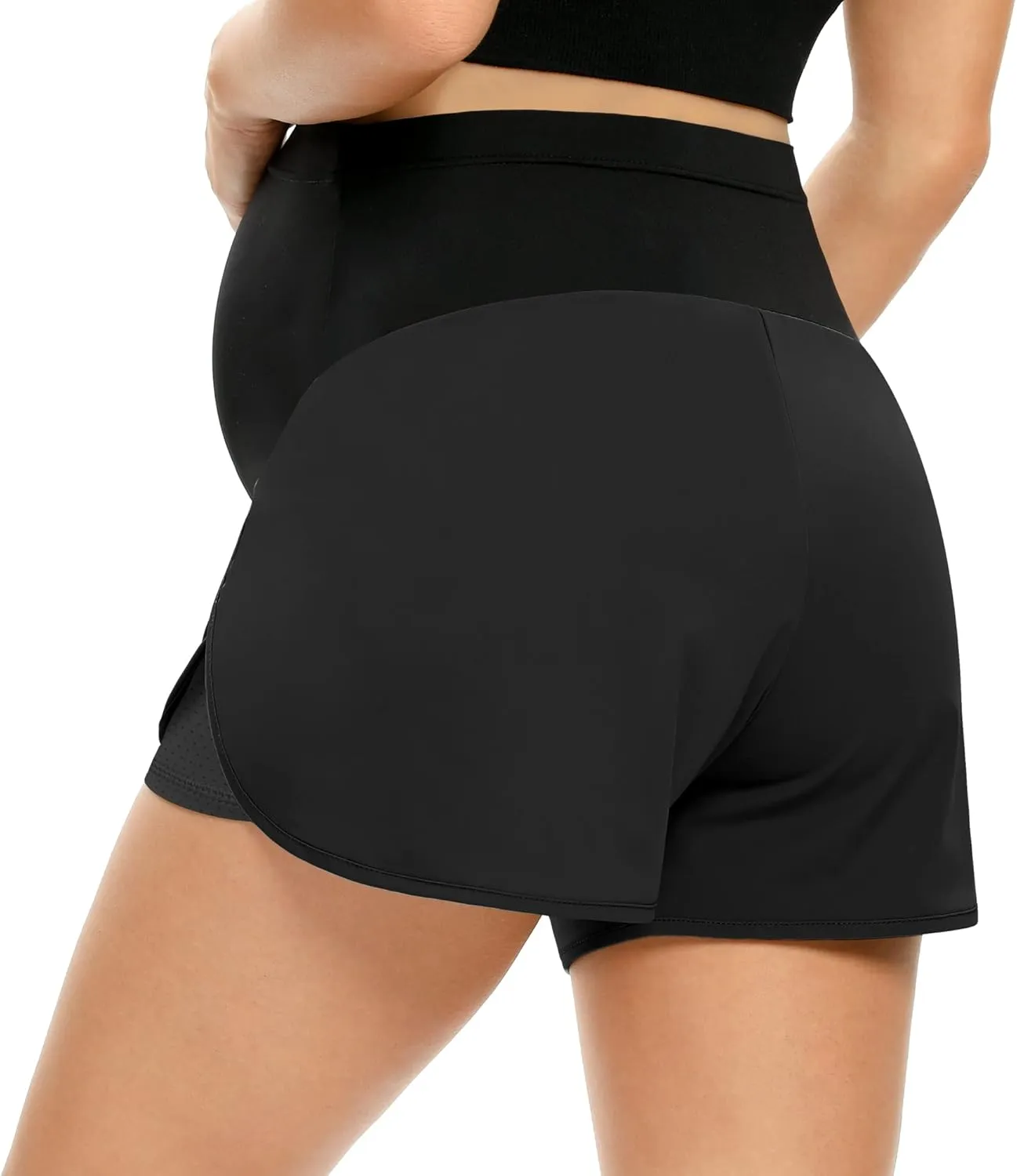 POSHGLAM Women‘s Maternity Shorts Over Belly Workout Running Casual Summer Pregnancy Shorts