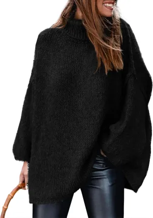 PRETTYGARDEN Women's Winter Turtleneck Oversized Sweaters Long Sleeve Chunky Knit Slouchy Pullover Sweater Tops
