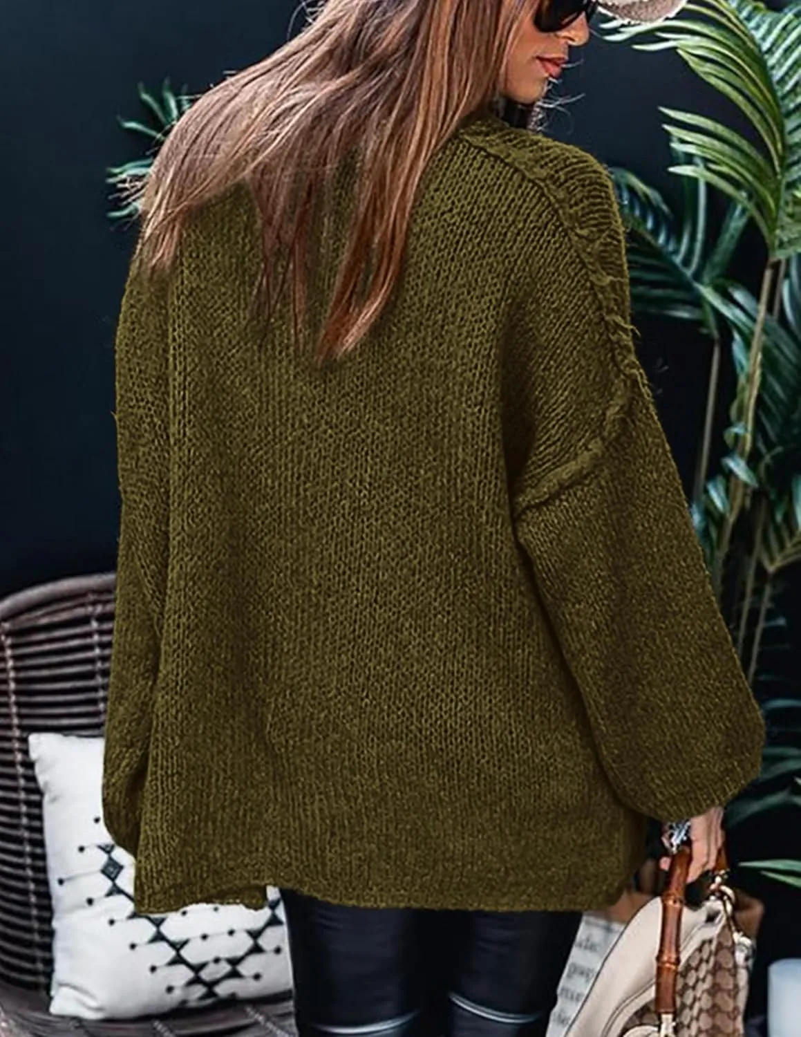 PRETTYGARDEN Women's Winter Turtleneck Oversized Sweaters Long Sleeve Chunky Knit Slouchy Pullover Sweater Tops
