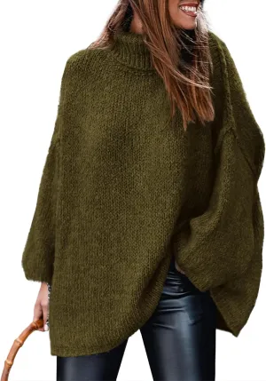 PRETTYGARDEN Women's Winter Turtleneck Oversized Sweaters Long Sleeve Chunky Knit Slouchy Pullover Sweater Tops
