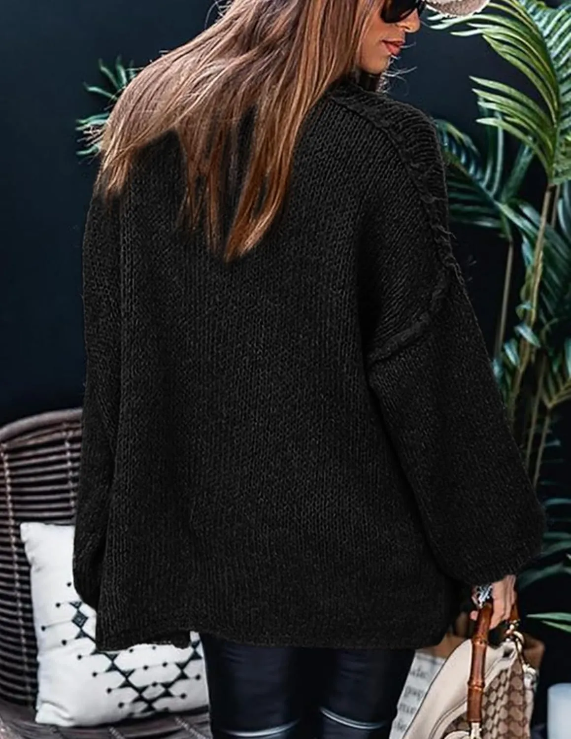 PRETTYGARDEN Women's Winter Turtleneck Oversized Sweaters Long Sleeve Chunky Knit Slouchy Pullover Sweater Tops