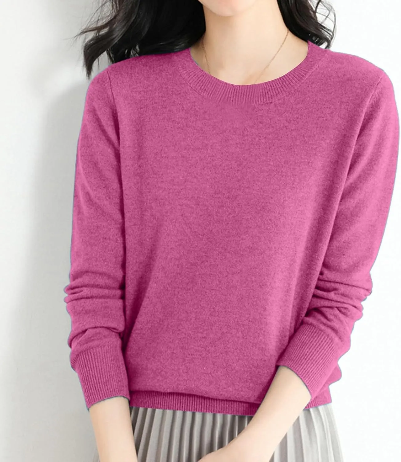 Pullover Sweaters for Women Solid Basic Long Sleeve Pullovers Top Crewneck Plus Size Sweater Chunky Sweater S-3XL