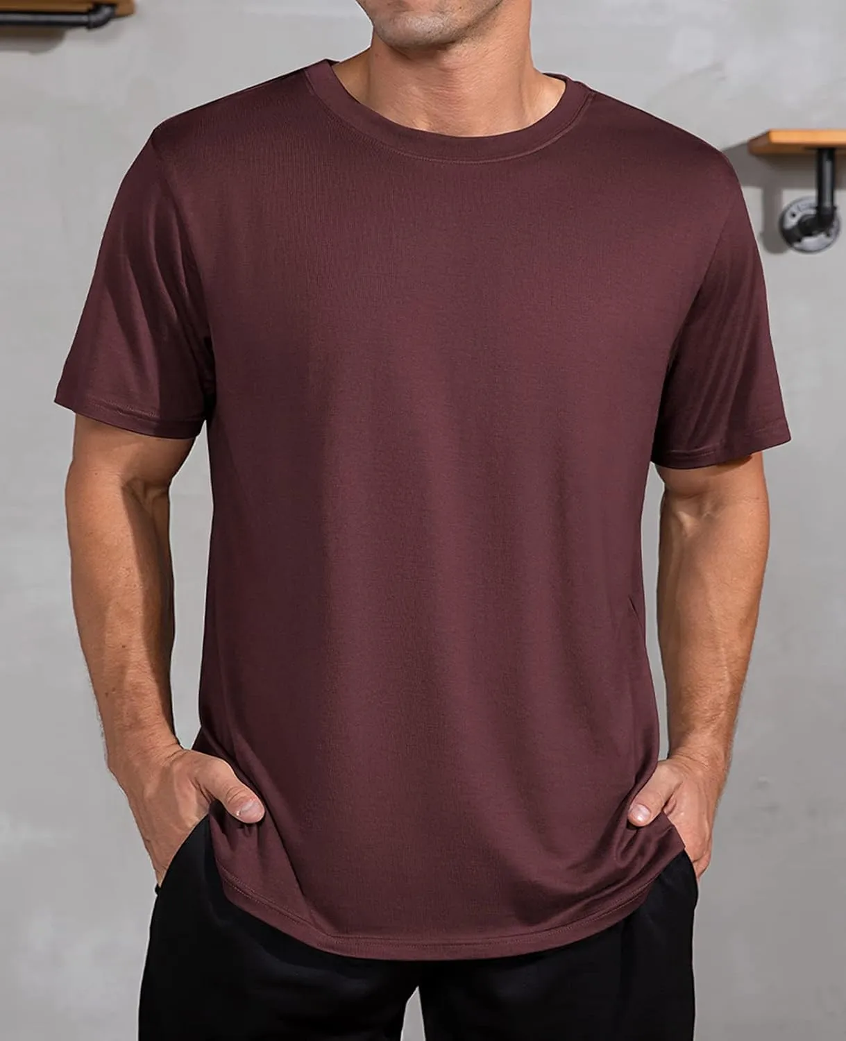 QUALFORT Men's Bamboo Viscose T-Shirts Crewneck Undershirt