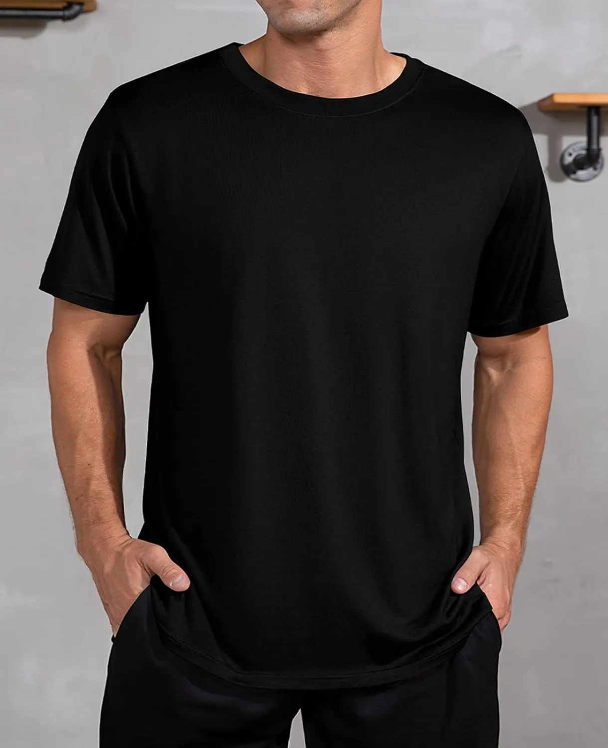 QUALFORT Men's Bamboo Viscose T-Shirts Crewneck Undershirt