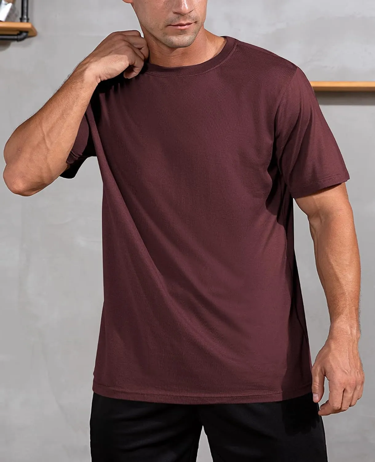 QUALFORT Men's Bamboo Viscose T-Shirts Crewneck Undershirt