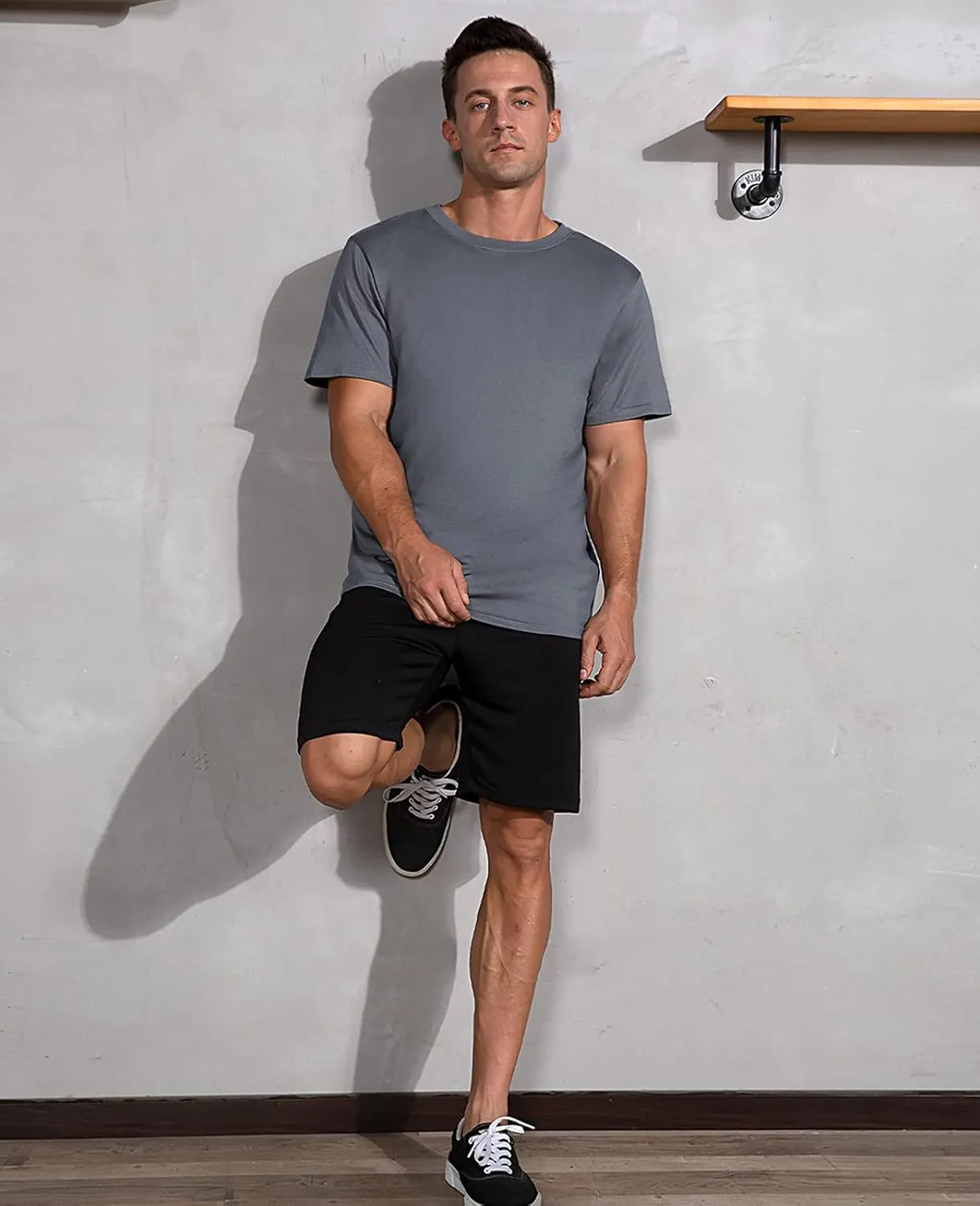 QUALFORT Men's Bamboo Viscose T-Shirts Crewneck Undershirt