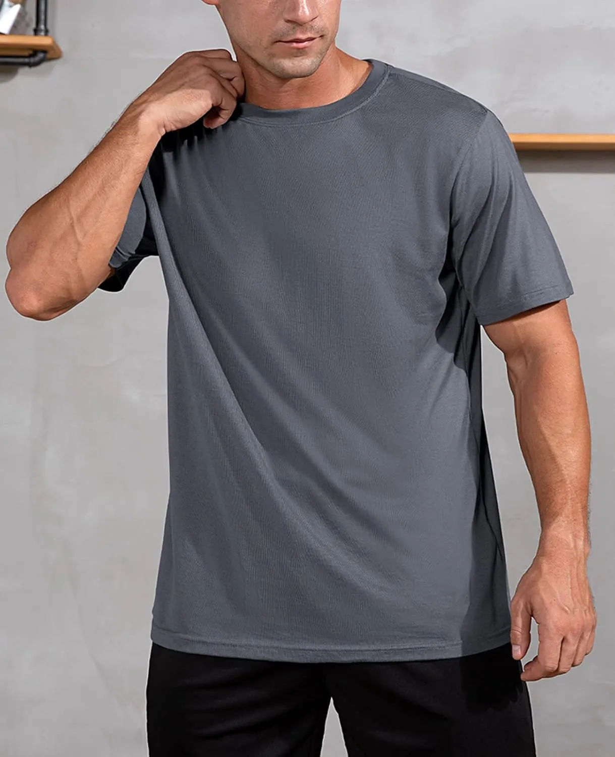 QUALFORT Men's Bamboo Viscose T-Shirts Crewneck Undershirt