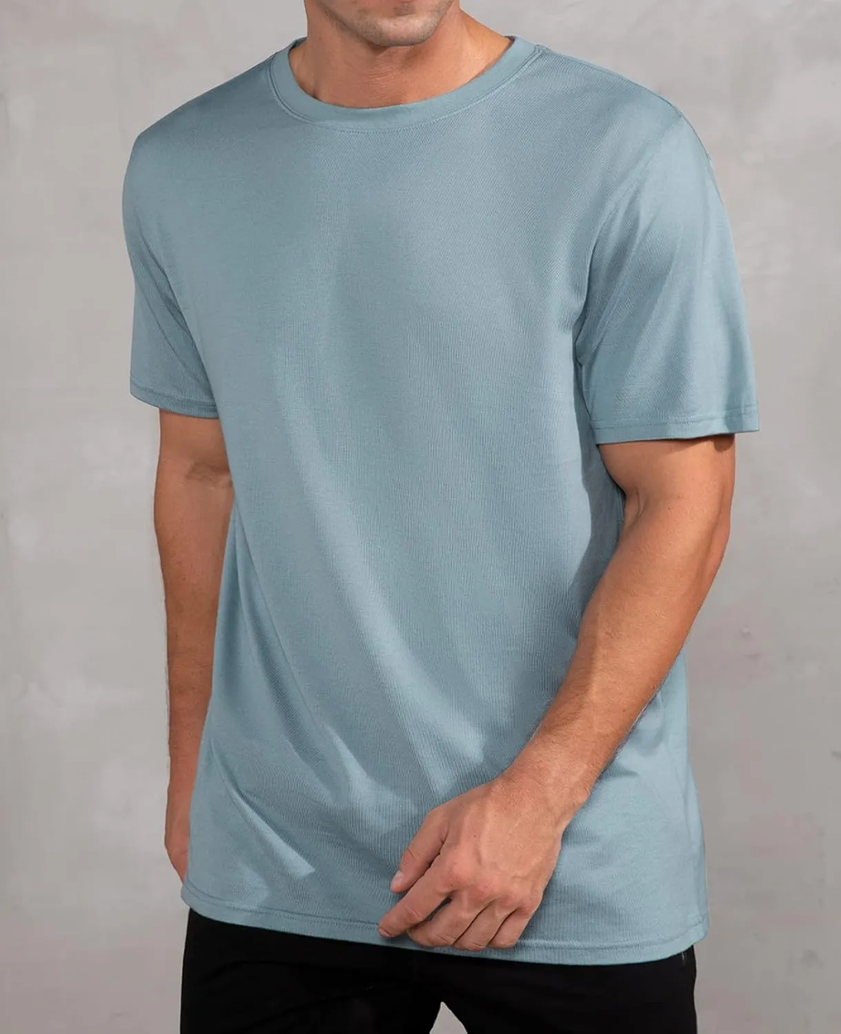 QUALFORT Men's Bamboo Viscose T-Shirts Crewneck Undershirt