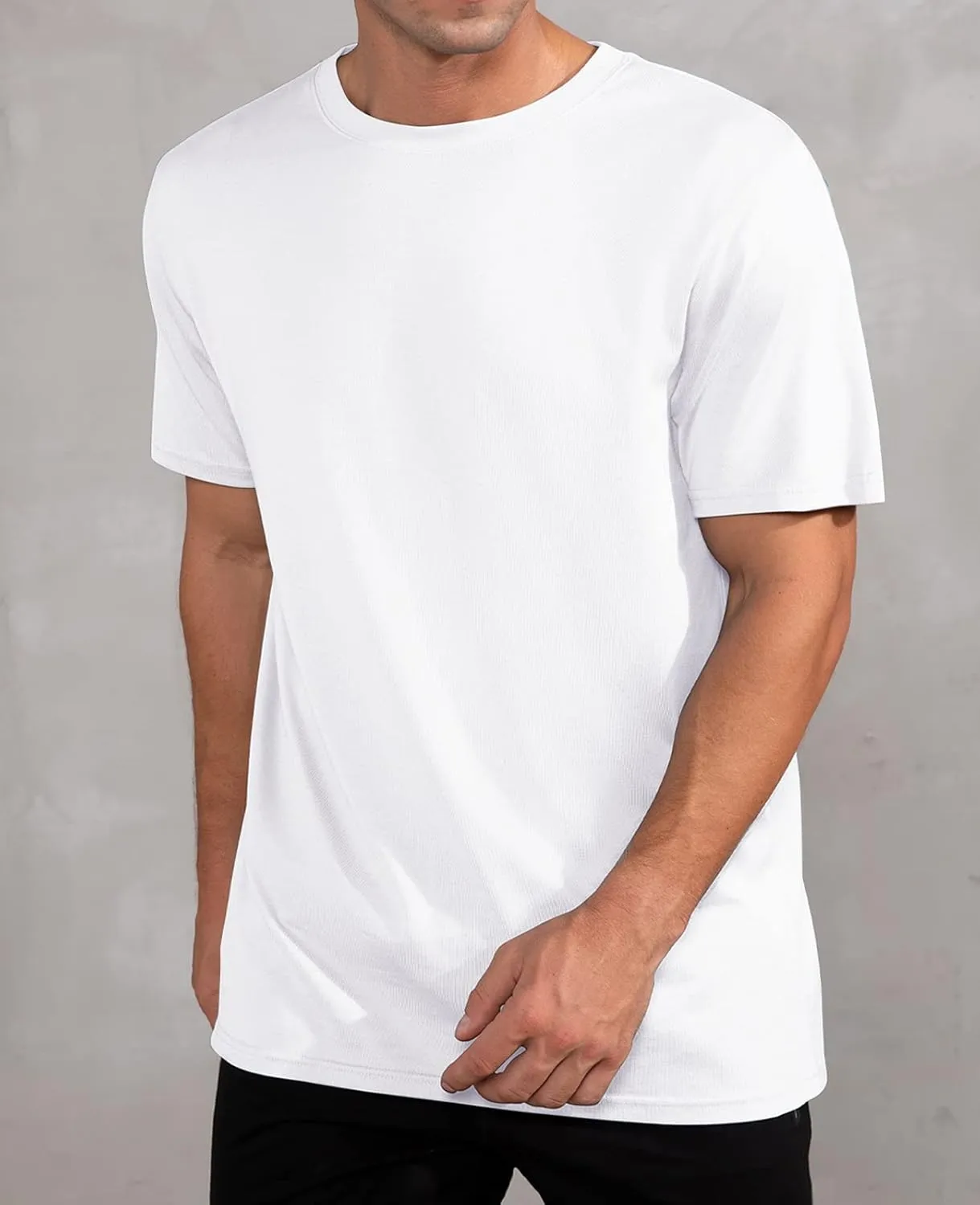 QUALFORT Men's Bamboo Viscose T-Shirts Crewneck Undershirt