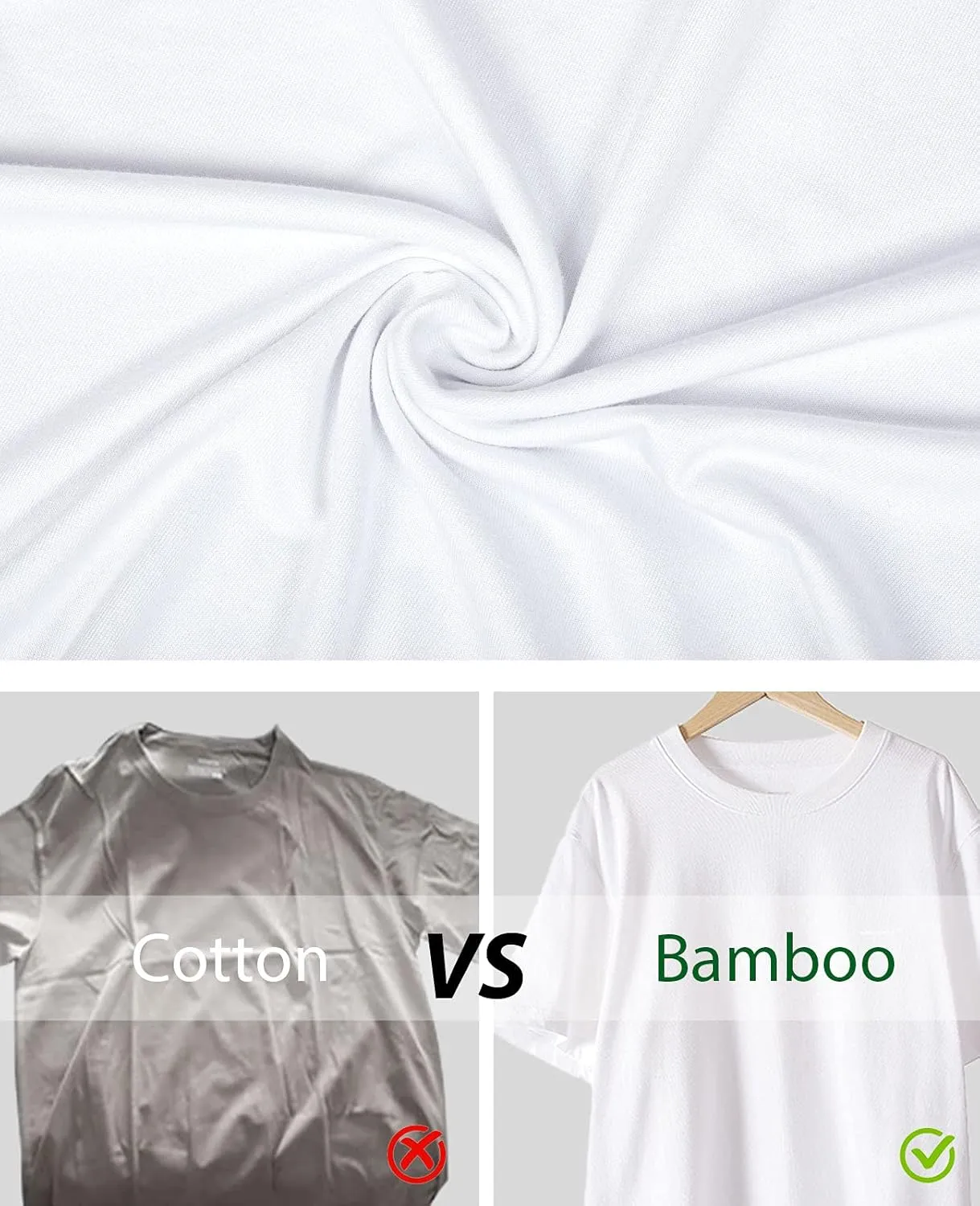 QUALFORT Men's Bamboo Viscose T-Shirts Crewneck Undershirt