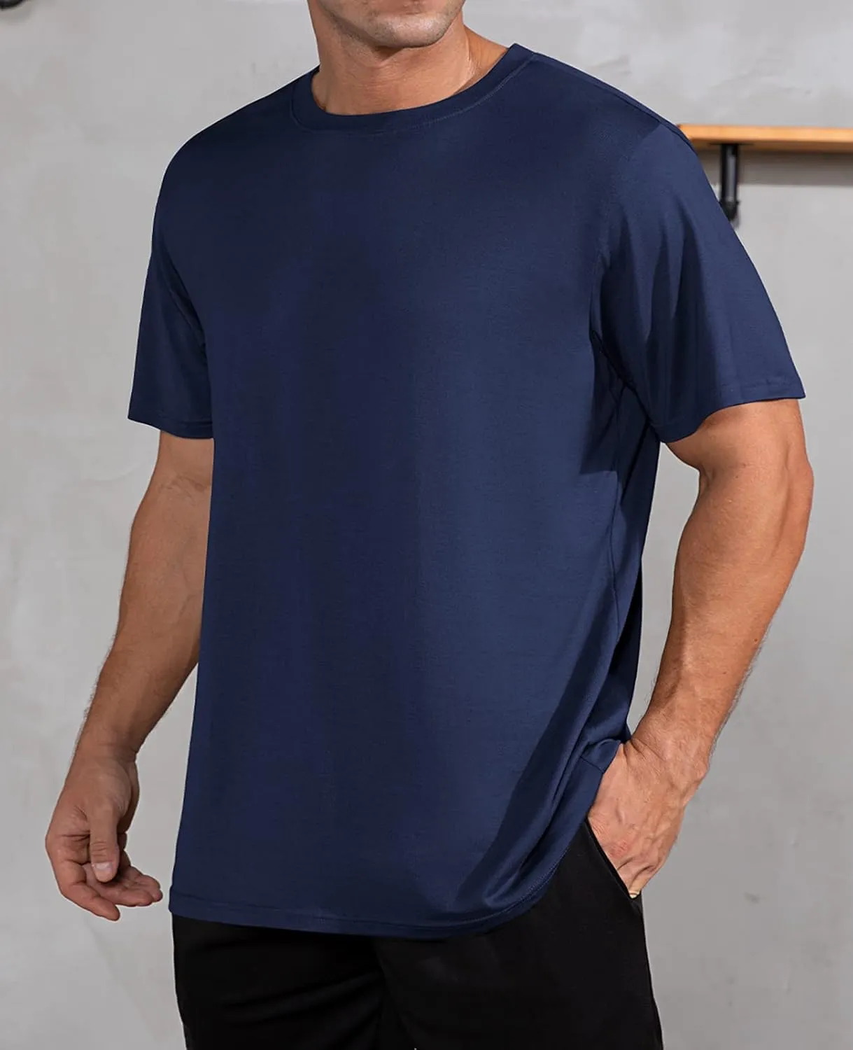 QUALFORT Men's Bamboo Viscose T-Shirts Crewneck Undershirt
