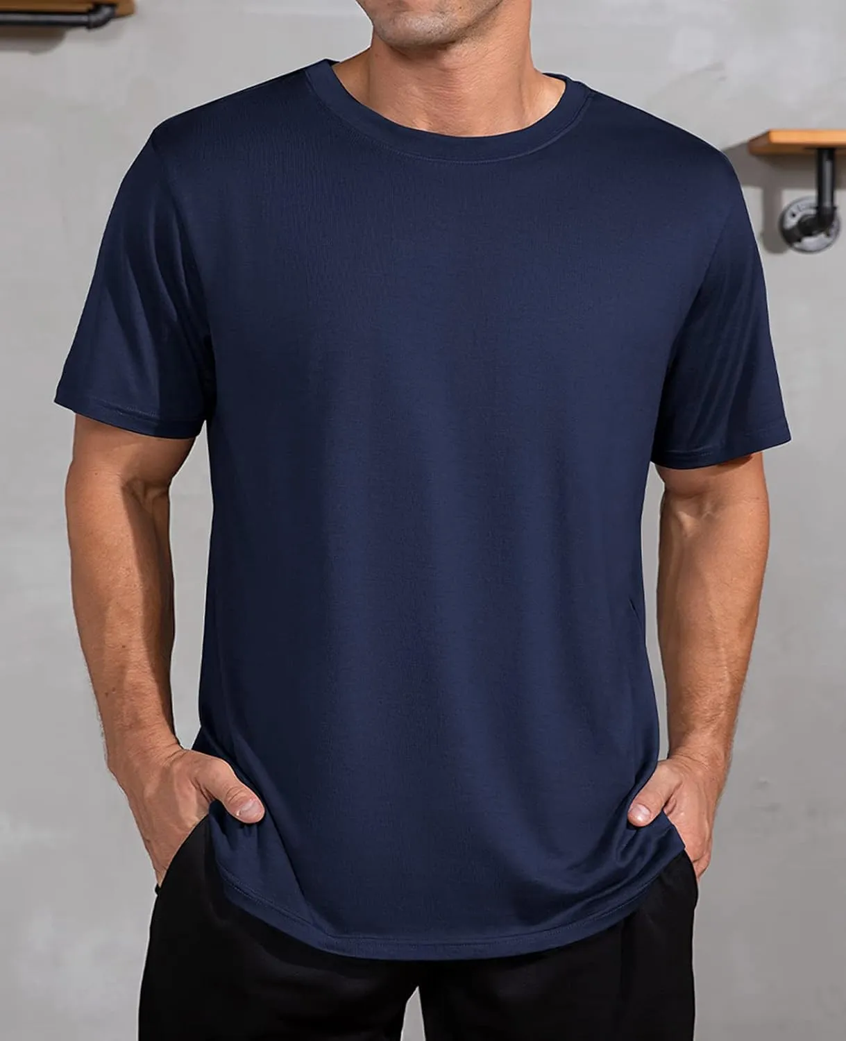 QUALFORT Men's Bamboo Viscose T-Shirts Crewneck Undershirt