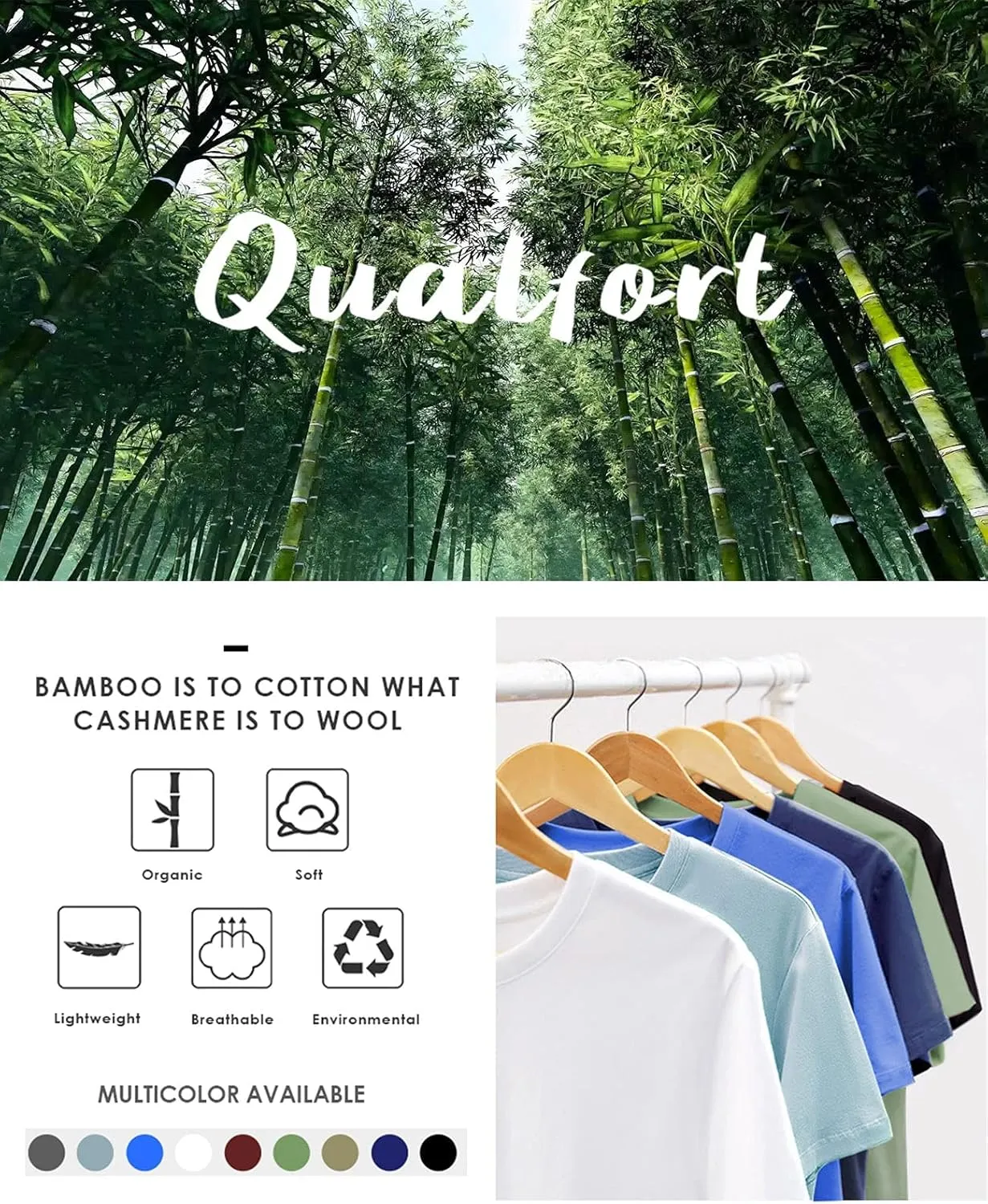 QUALFORT Men's Bamboo Visocse T Shirts