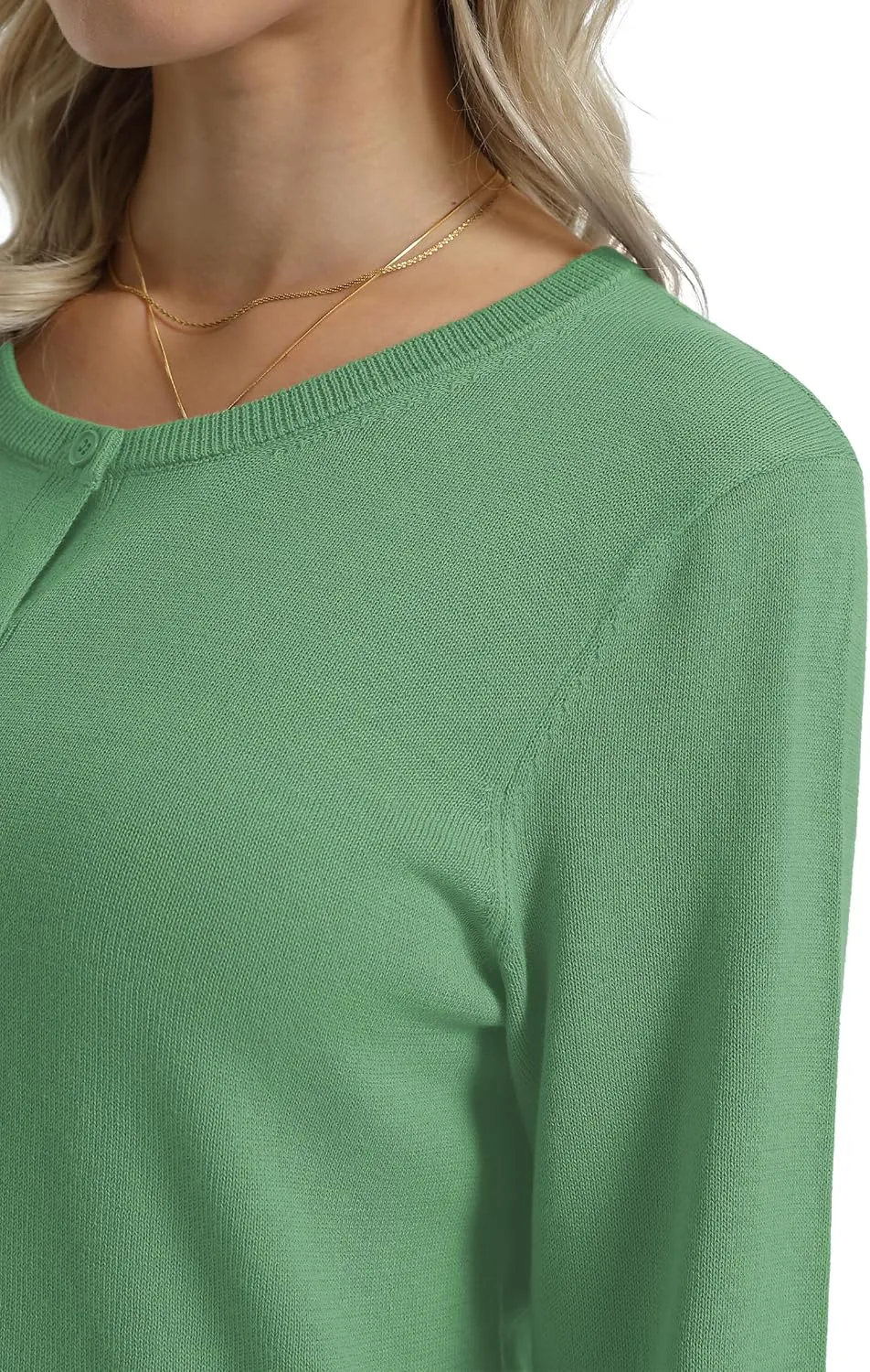 QUALFORT Women's 100% Cotton Lightweight Cardigans Long Sleeve Knitted Button Down Sweater