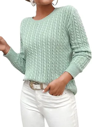 RFME Sweaters for Women Solid Cable Knit Sweater Sweaters (Color : Mint Green, Size : Medium)