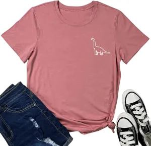 ROSEPARK Women Cute Dinosaur Graphic T-Shirts Teen Girls Funny Tees