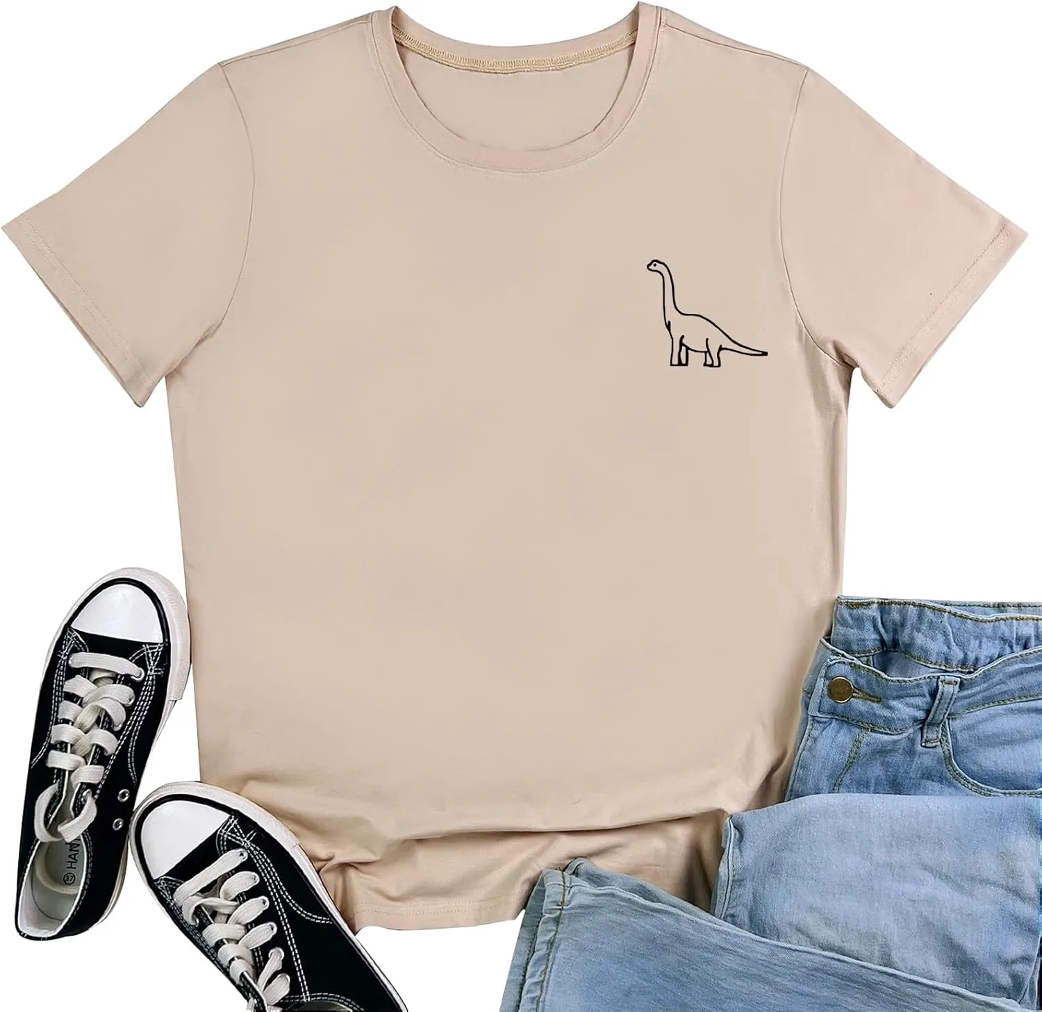 ROSEPARK Women Cute Dinosaur Graphic T-Shirts Teen Girls Funny Tees