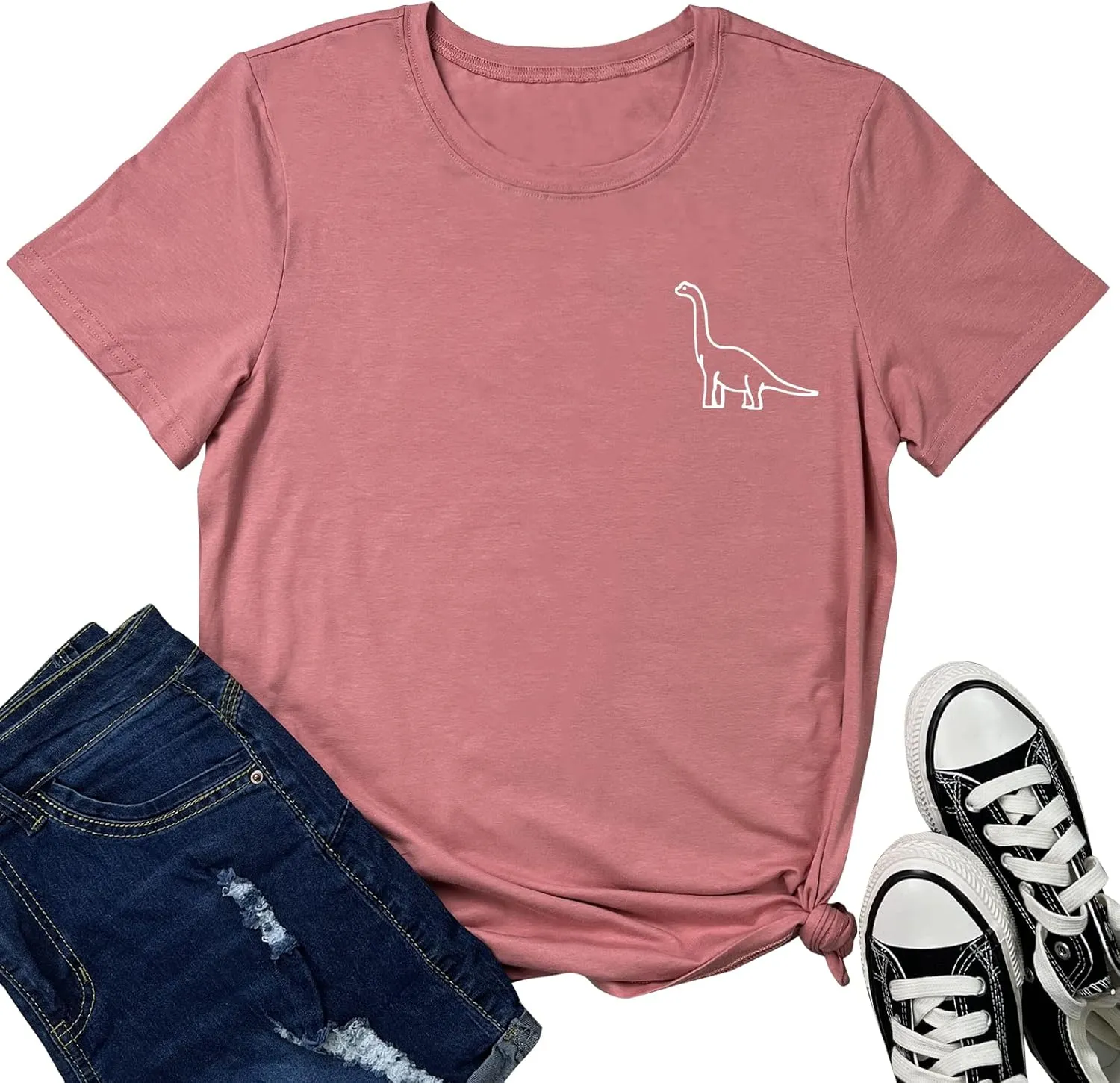 ROSEPARK Women Cute Dinosaur Graphic T-Shirts Teen Girls Funny Tees