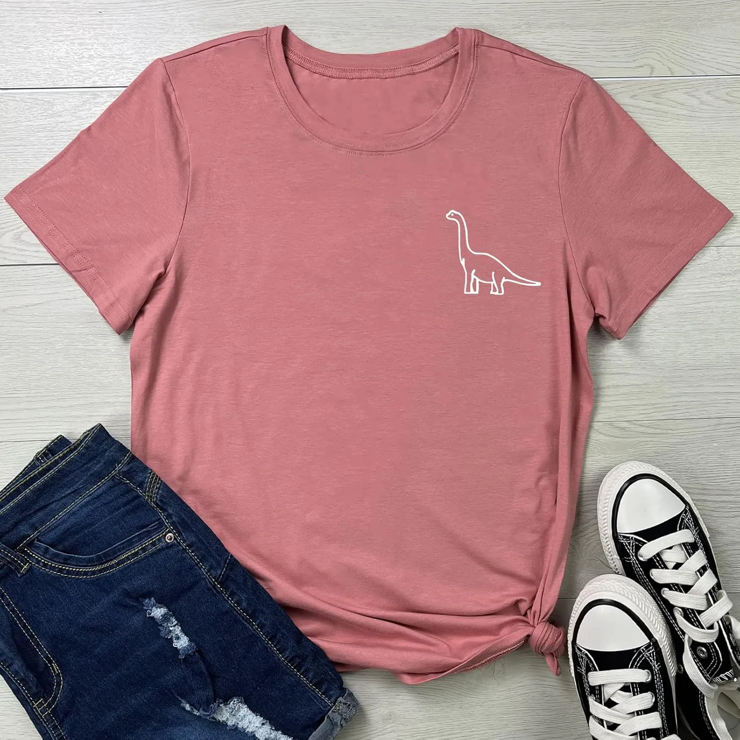 ROSEPARK Women Cute Dinosaur Graphic T-Shirts Teen Girls Funny Tees