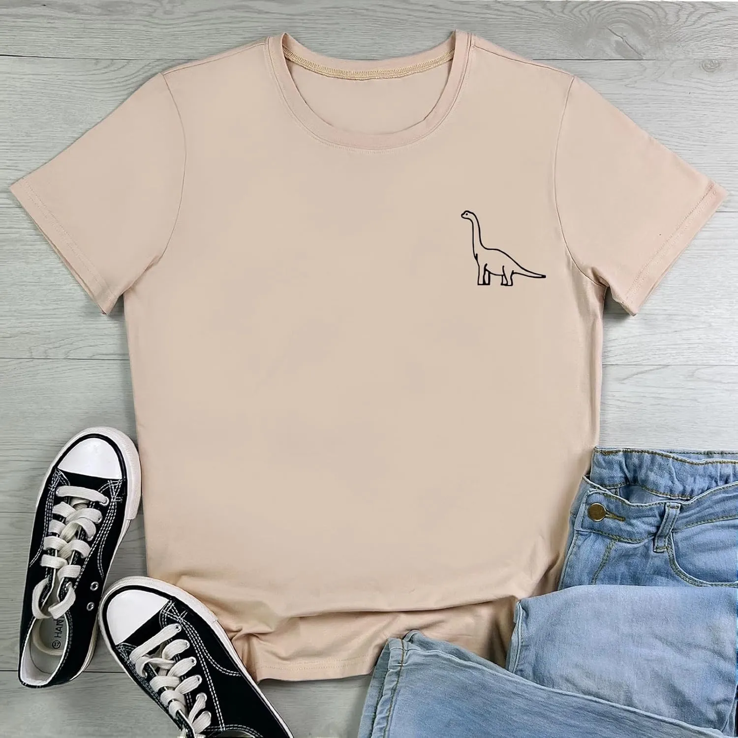 ROSEPARK Women Cute Dinosaur Graphic T-Shirts Teen Girls Funny Tees