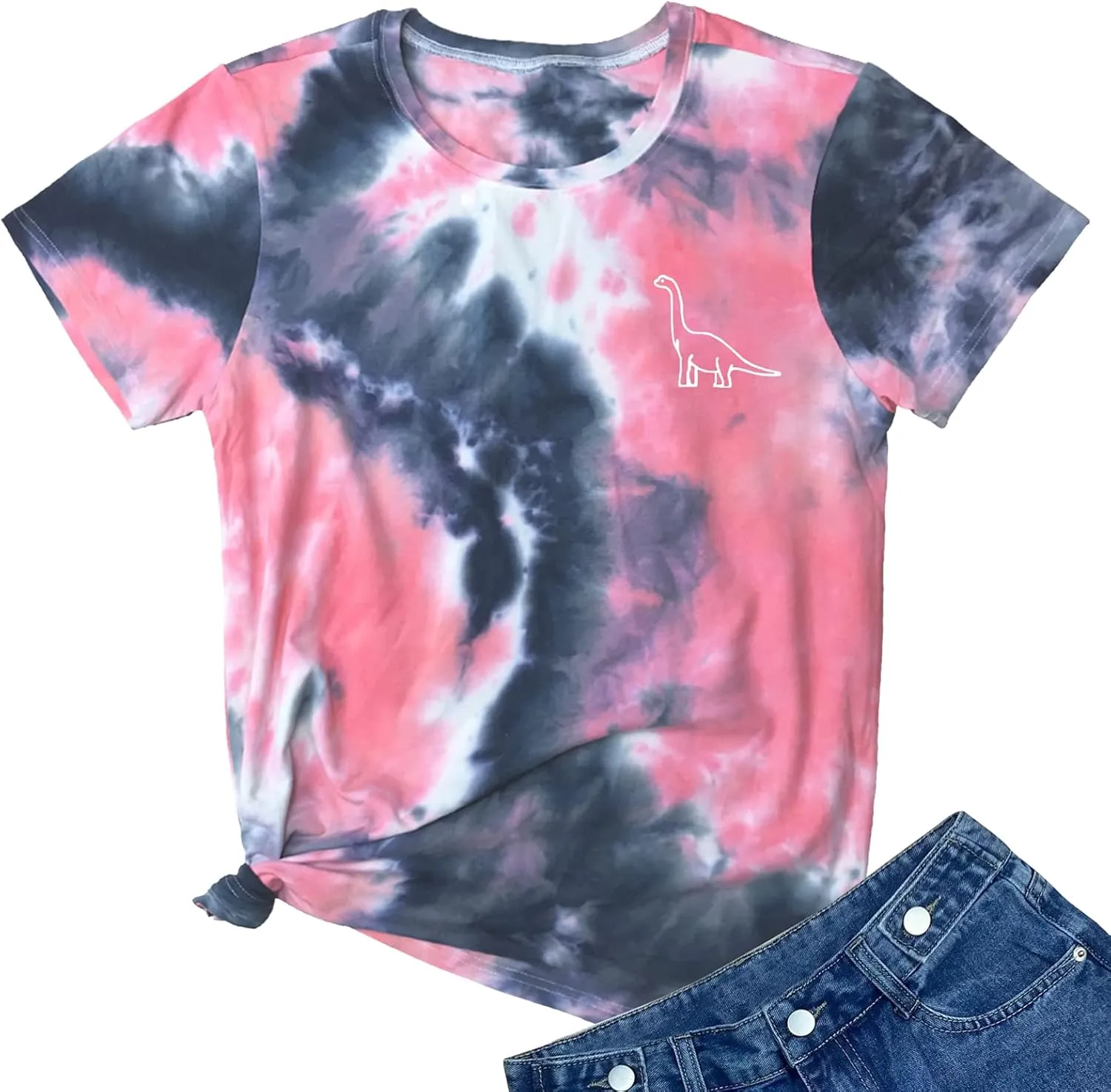 ROSEPARK Women Cute Dinosaur Graphic T-Shirts Teen Girls Funny Tees