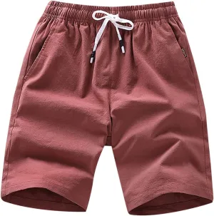 Running Shorts for Men Cotton Elastic Waist Workout Shorts Drawstring Athletic Shorts Lightweight Lounge Shorts