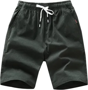 Running Shorts for Men Cotton Elastic Waist Workout Shorts Drawstring Athletic Shorts Lightweight Lounge Shorts