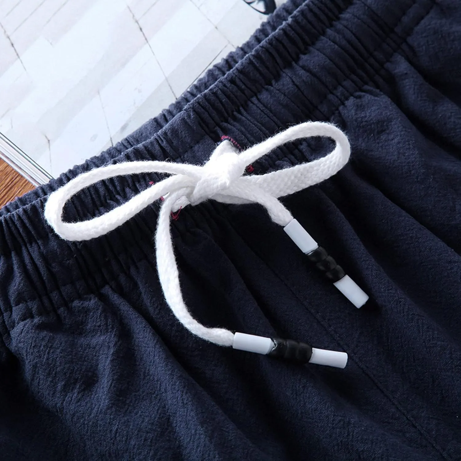Running Shorts for Men Cotton Elastic Waist Workout Shorts Drawstring Athletic Shorts Lightweight Lounge Shorts