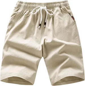 Running Shorts for Men Cotton Elastic Waist Workout Shorts Drawstring Athletic Shorts Lightweight Lounge Shorts