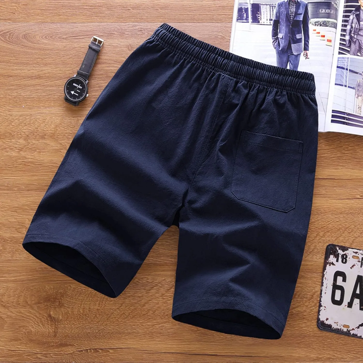 Running Shorts for Men Cotton Elastic Waist Workout Shorts Drawstring Athletic Shorts Lightweight Lounge Shorts