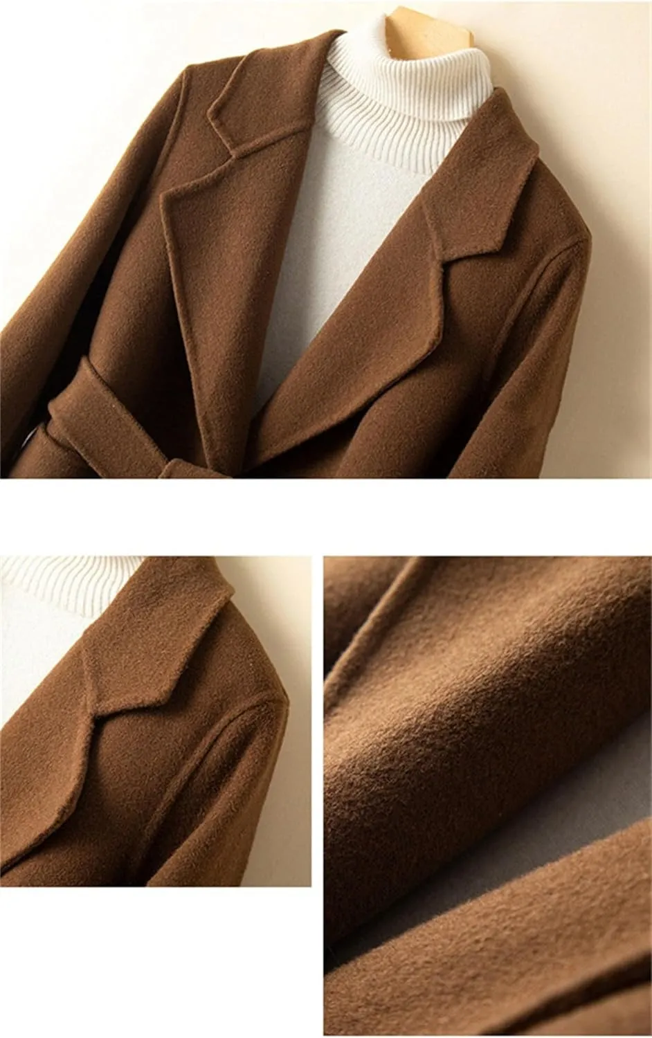 SaoBiiu Women Wool Blend Long Overcoat Autumn Winter Woolen Coat