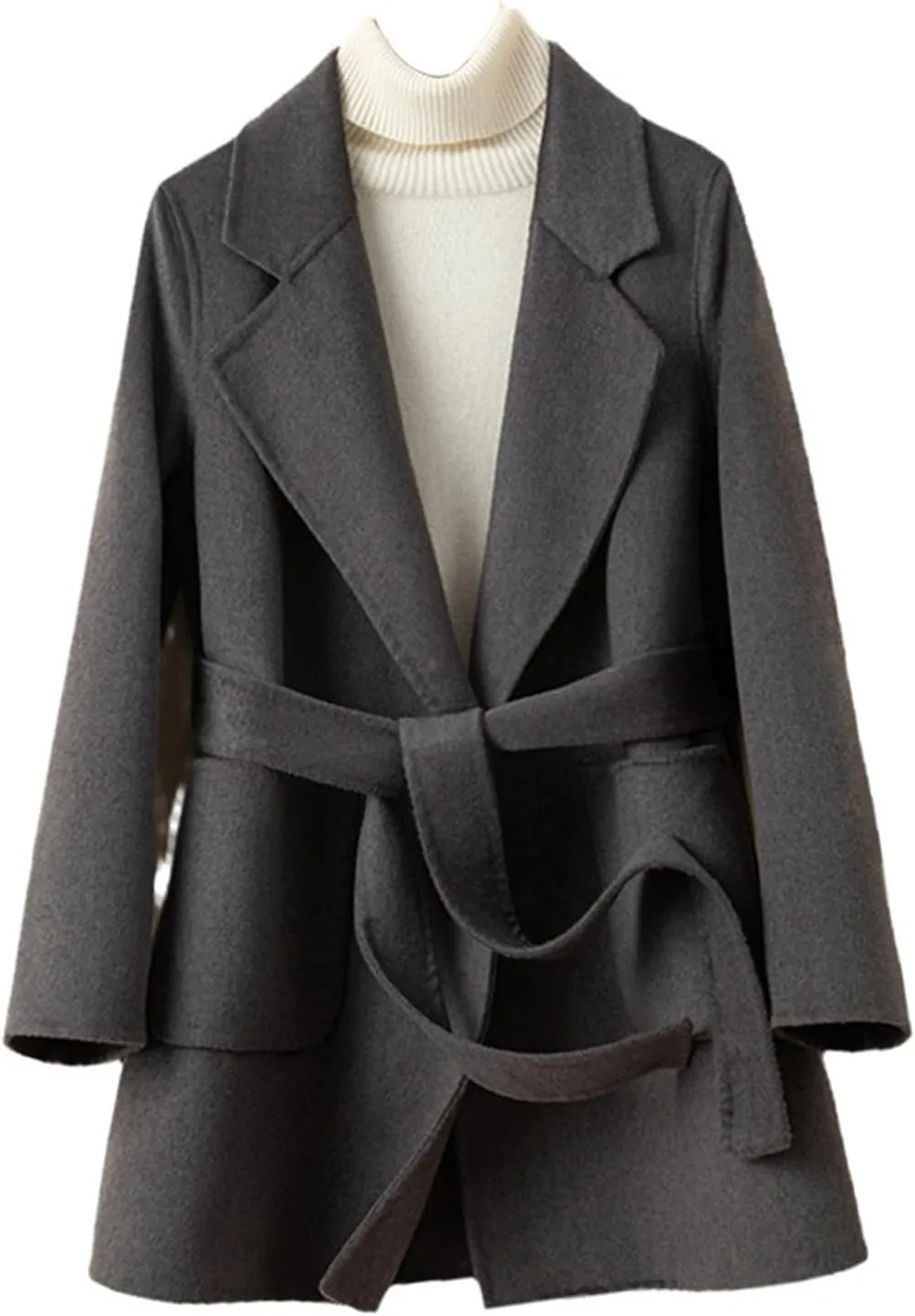 SaoBiiu Women Wool Blend Long Overcoat Autumn Winter Woolen Coat