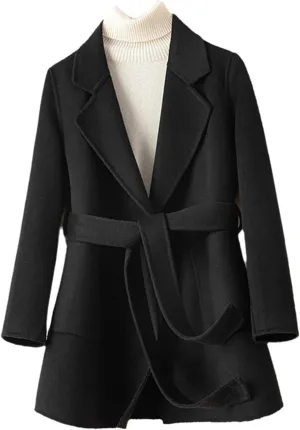 SaoBiiu Women Wool Blend Long Overcoat Autumn Winter Woolen Coat