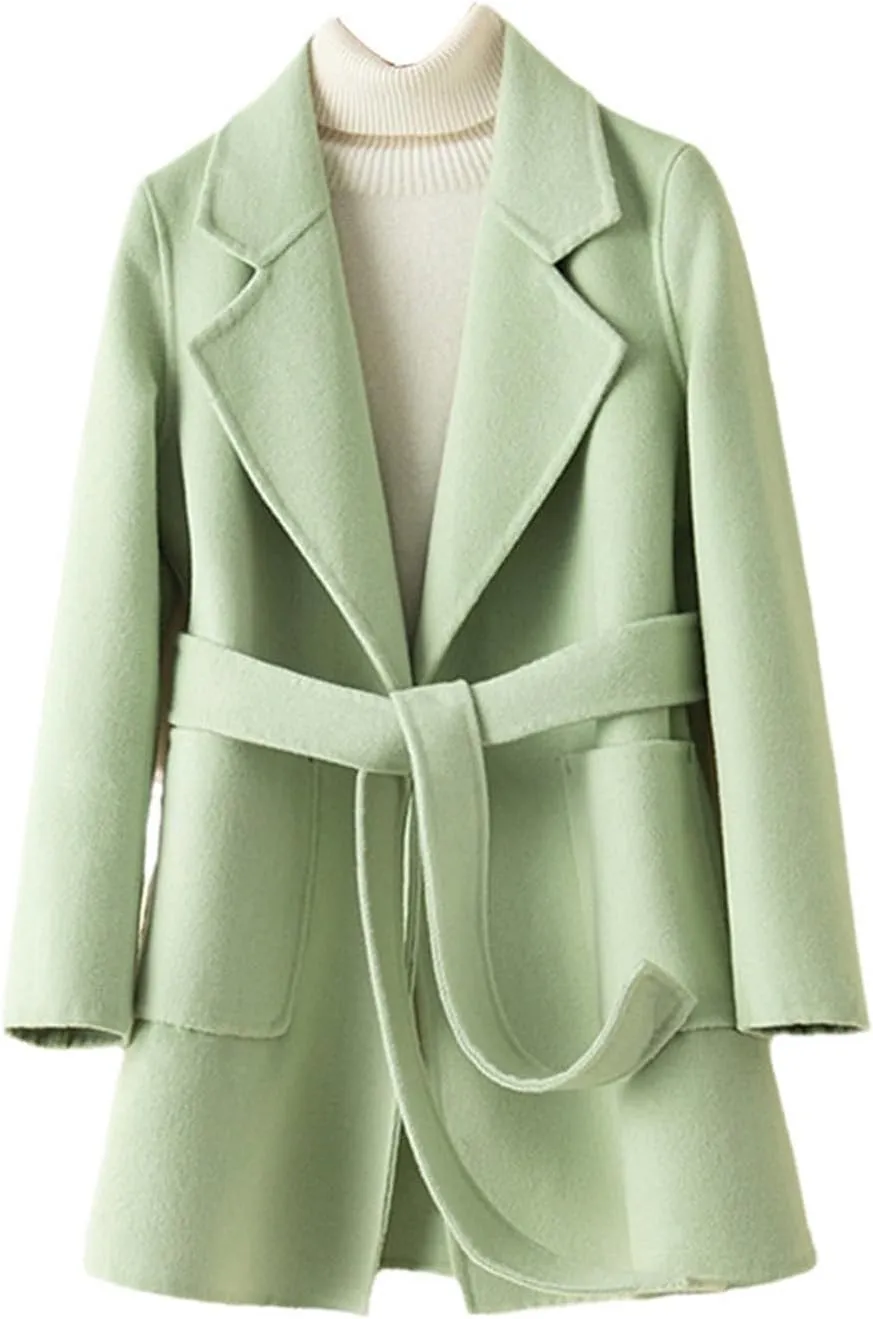 SaoBiiu Women Wool Blend Long Overcoat Autumn Winter Woolen Coat