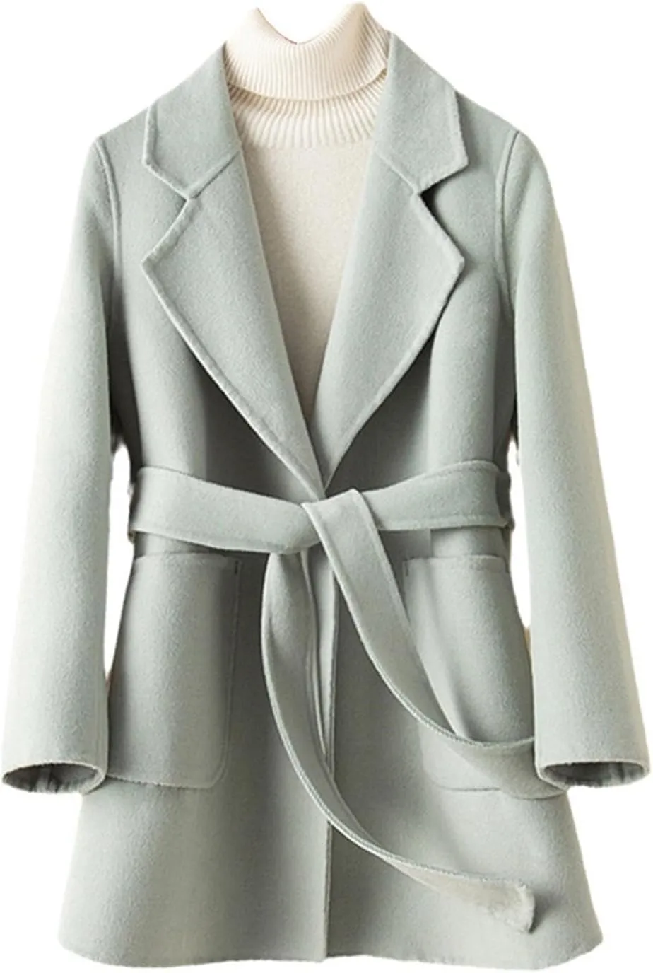 SaoBiiu Women Wool Blend Long Overcoat Autumn Winter Woolen Coat