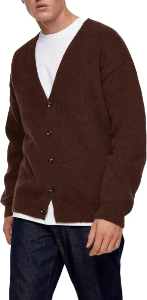 Shanfetl Men's Lightweight Cardigan Sweater Single-Breasted V-Neck Knitted Cardigans