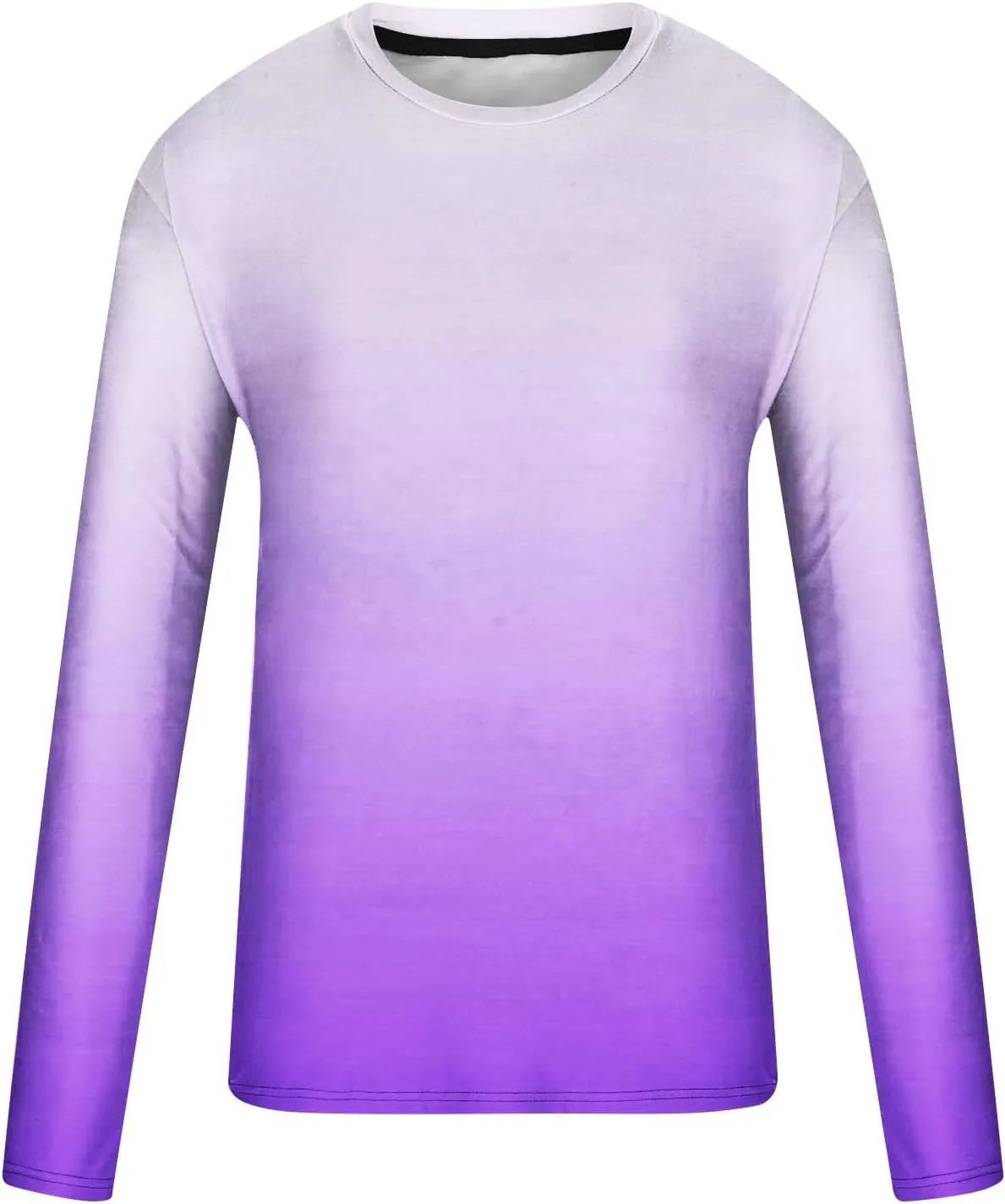 Shirts for Men Long Sleeve Casual Loose Gradient Color Print Crewneck Sweatshirt Lightweight Gym Workout Pullover Top