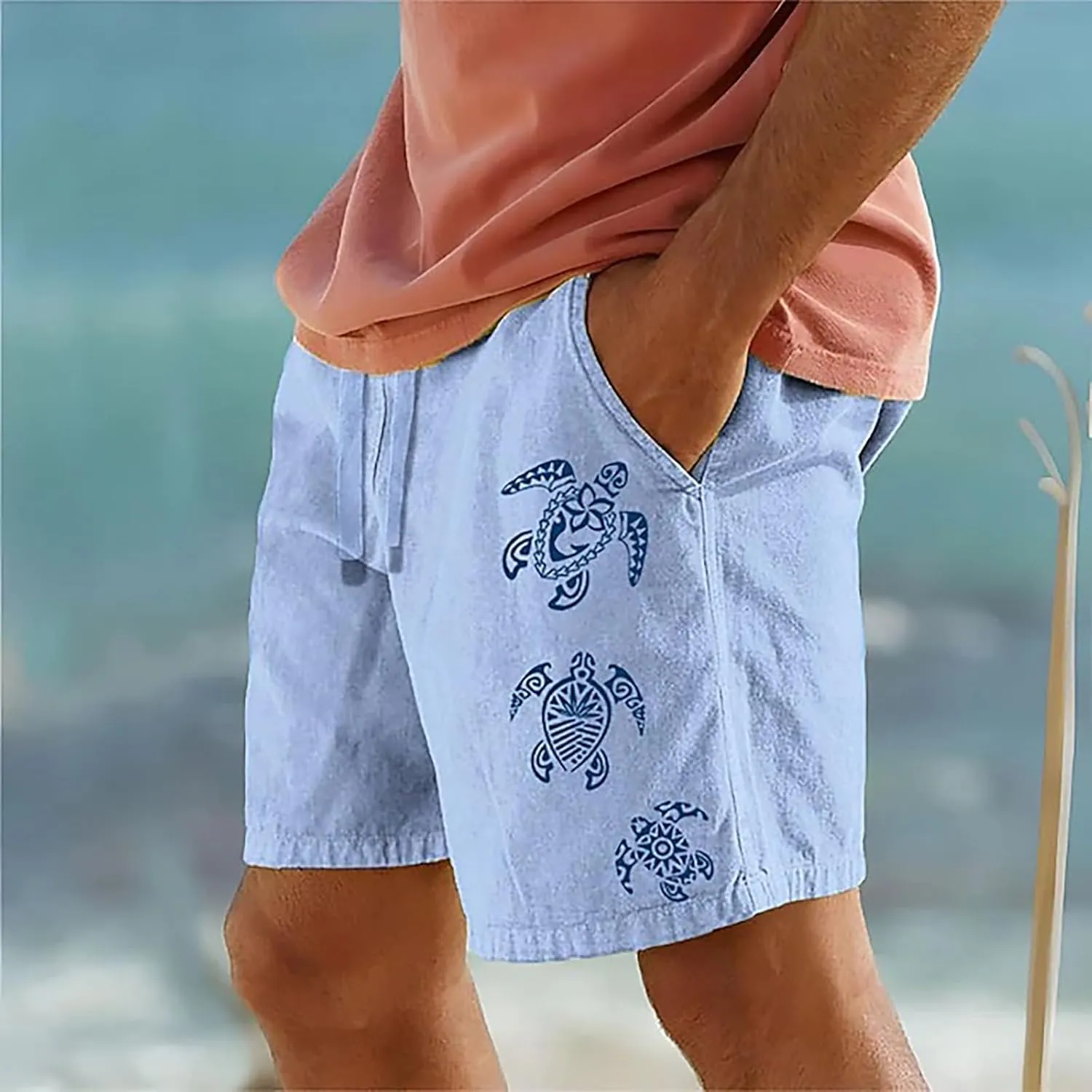 Shorts for Men Casual Summer Casual Shorts Solid and Men's pants Linen Shorts Men Men Workout Shorts with Zipper